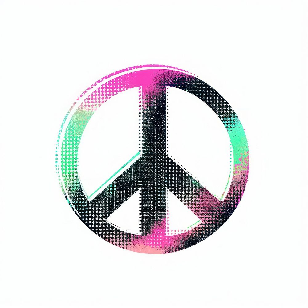 Gradient blurry Peace Sign symbol shape font.