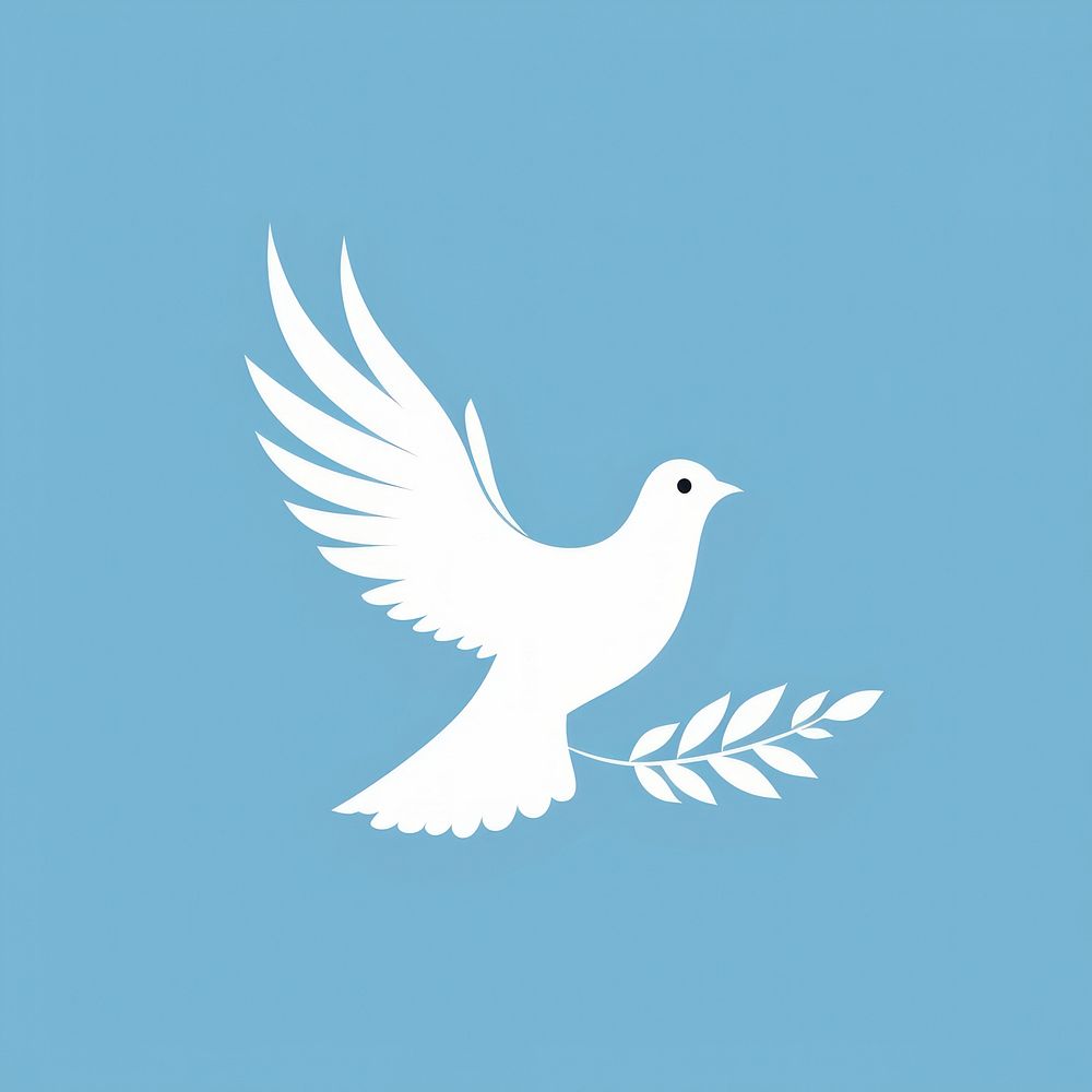 Peace dove with olive branch blue bird creativity.