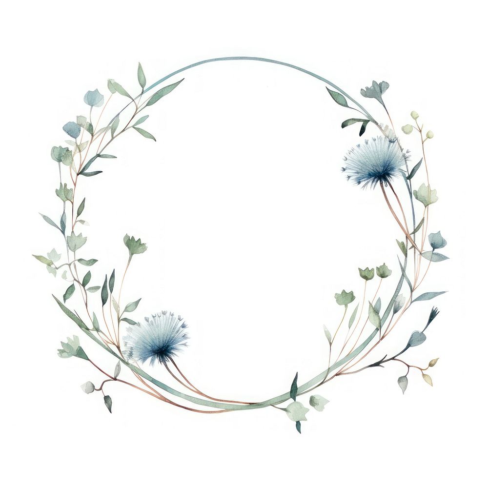Dandelion frame watercolor pattern flower wreath.