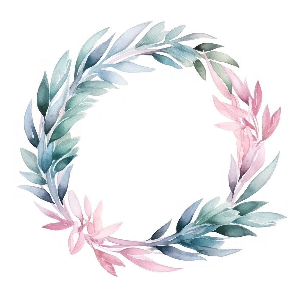 Ribbons frame watercolor wreath pattern plant.