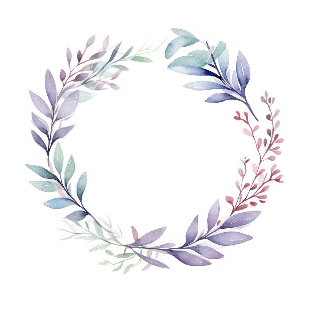 Ribbons frame watercolor pattern wreath plant.