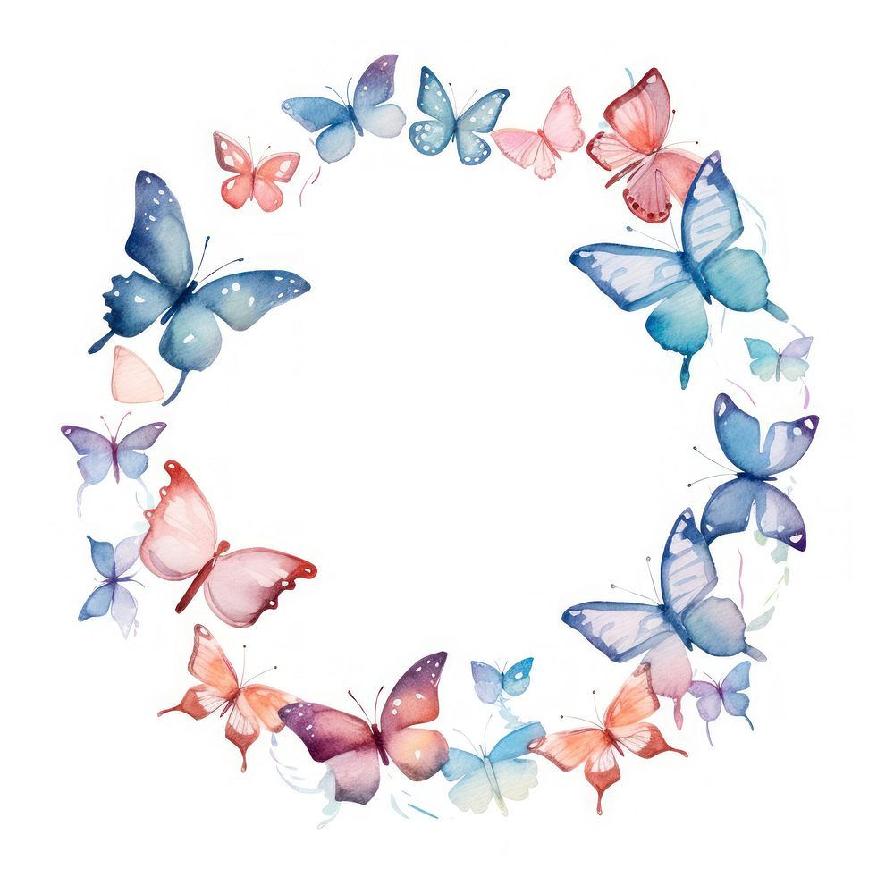 Butterflies frame watercolor petal white background accessories.