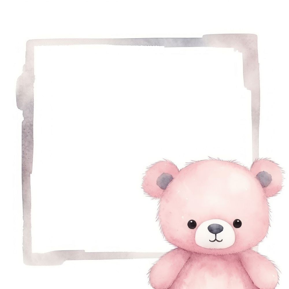 Bear frame watercolor cartoon toy white background.