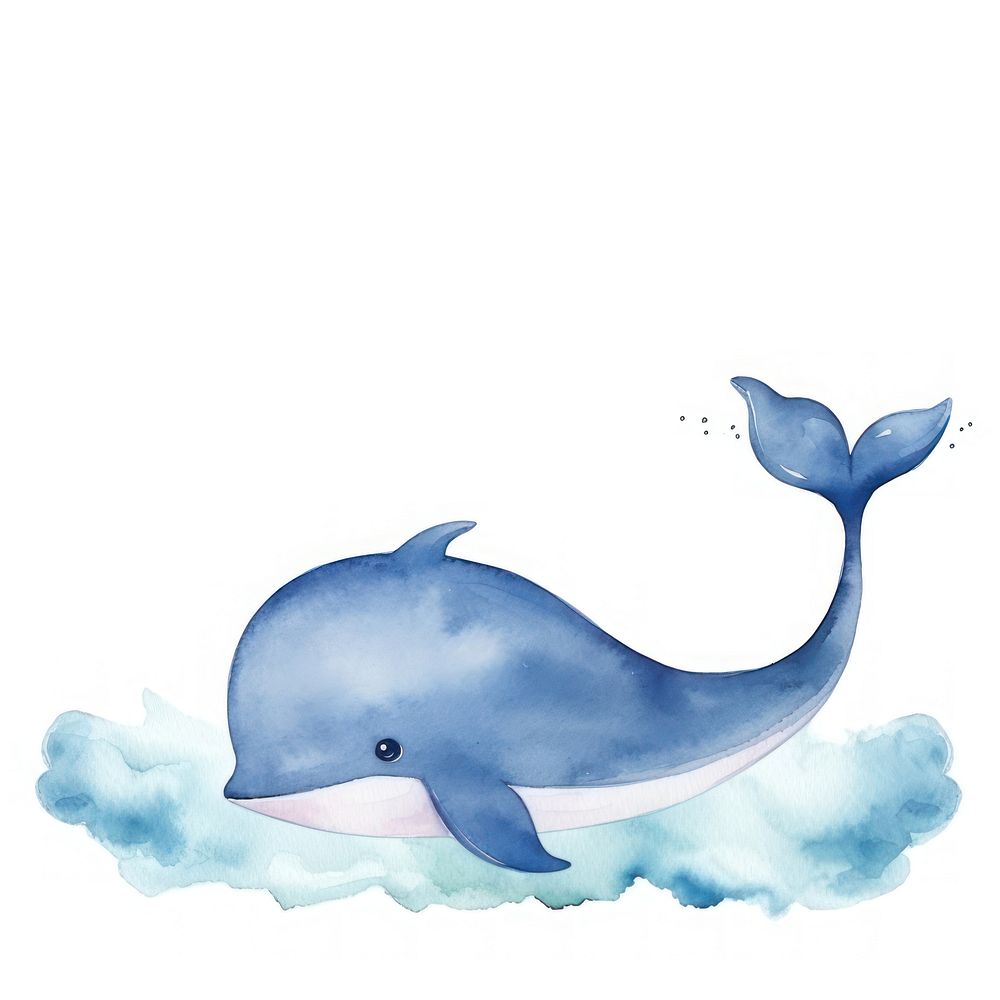 Whale frame watercolor dolphin cartoon animal.