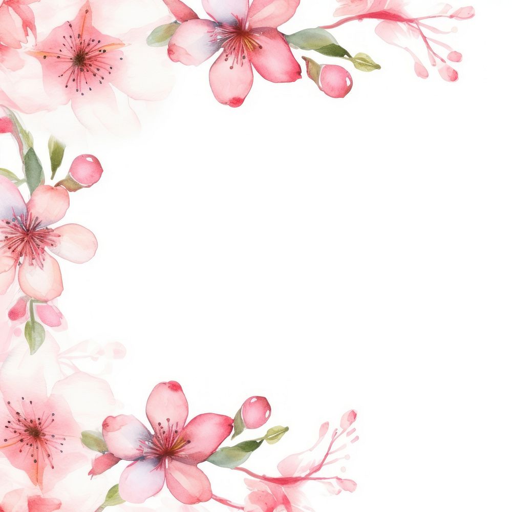Cherry blossoms frame watercolor backgrounds pattern flower.