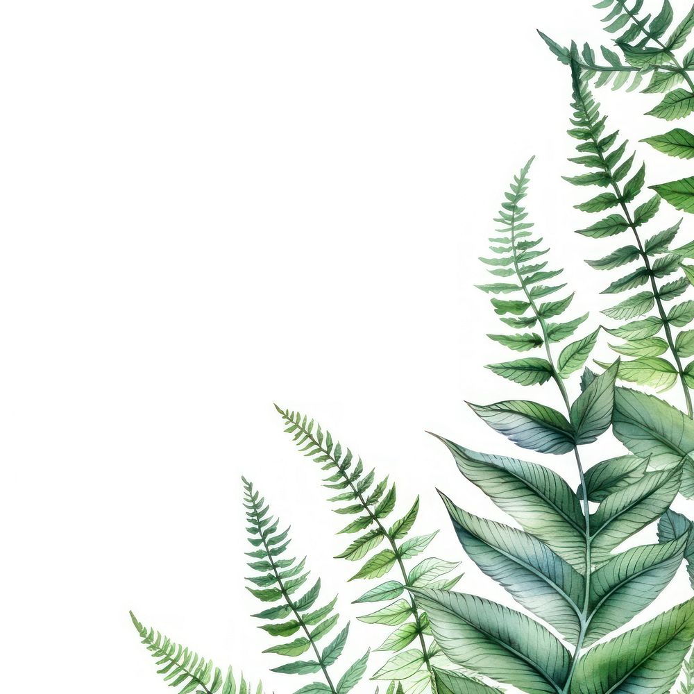 Fern border watercolor backgrounds plant leaf.