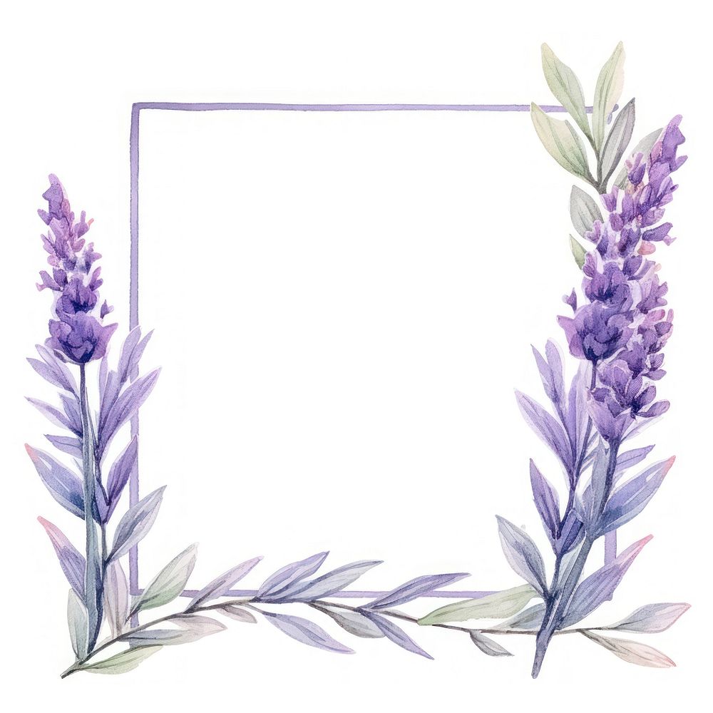 Lavender frame watercolor flower wreath purple.
