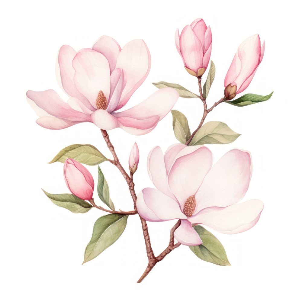 Magnolia border watercolor blossom flower petal.