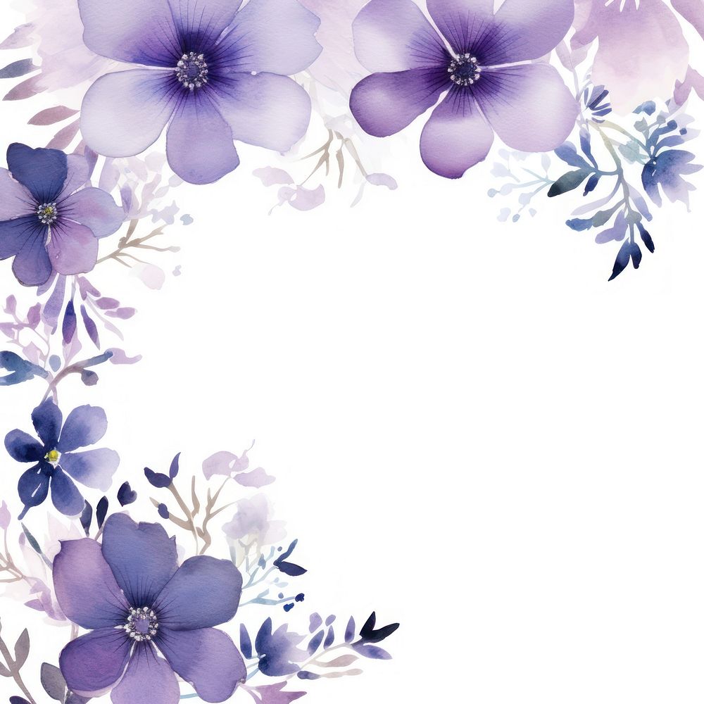 Purple flower border watercolor backgrounds pattern petal.
