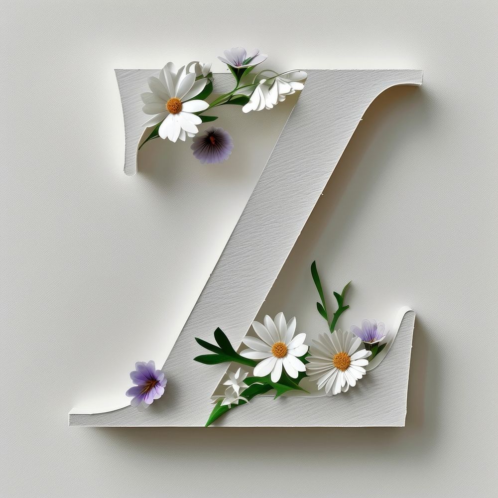 Letter Z font flower plant white.