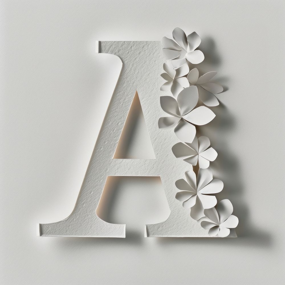 Letter A font flower white text.