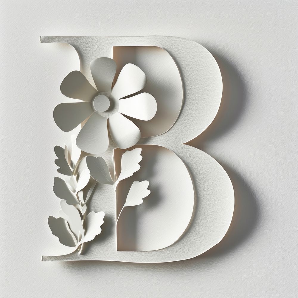 Letter B font flower white art.
