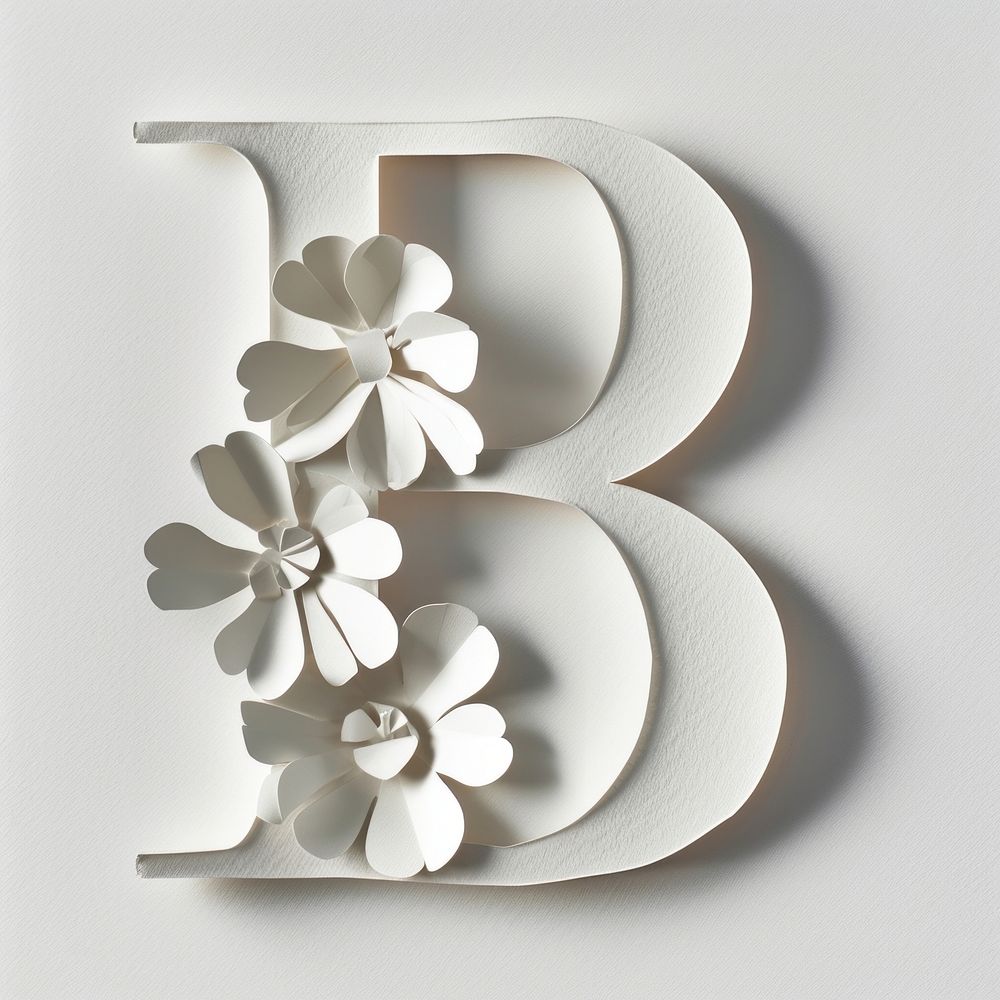 Letter B font flower white paper.