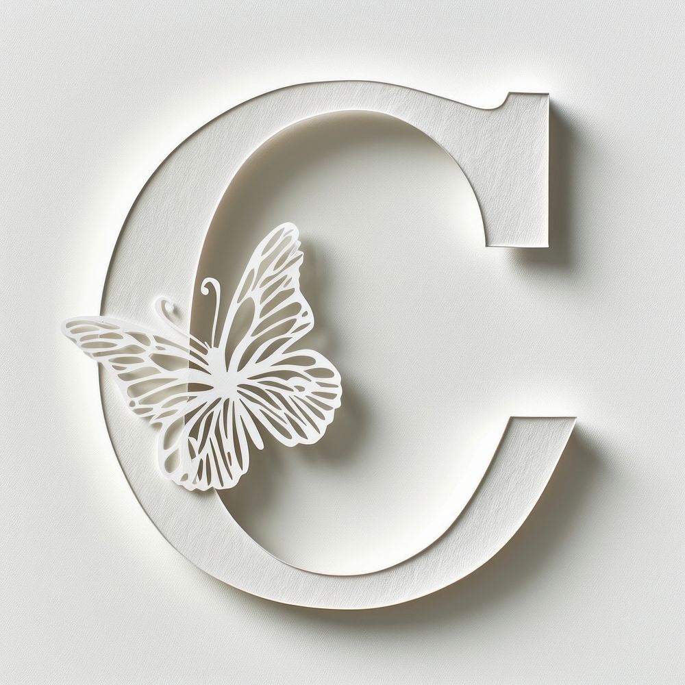 Letter C font butterfly white text.