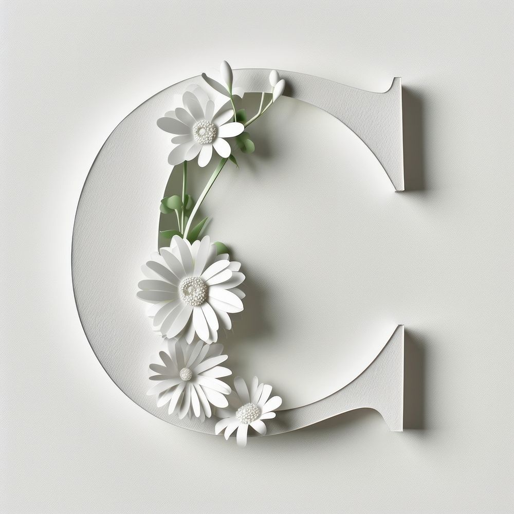 Letter C font flower plant white.