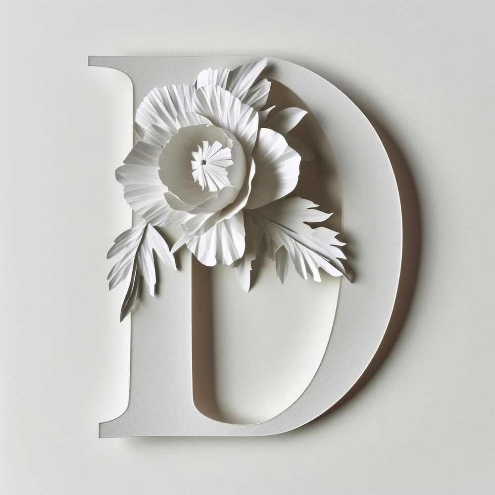 Letter D font flower plant white.