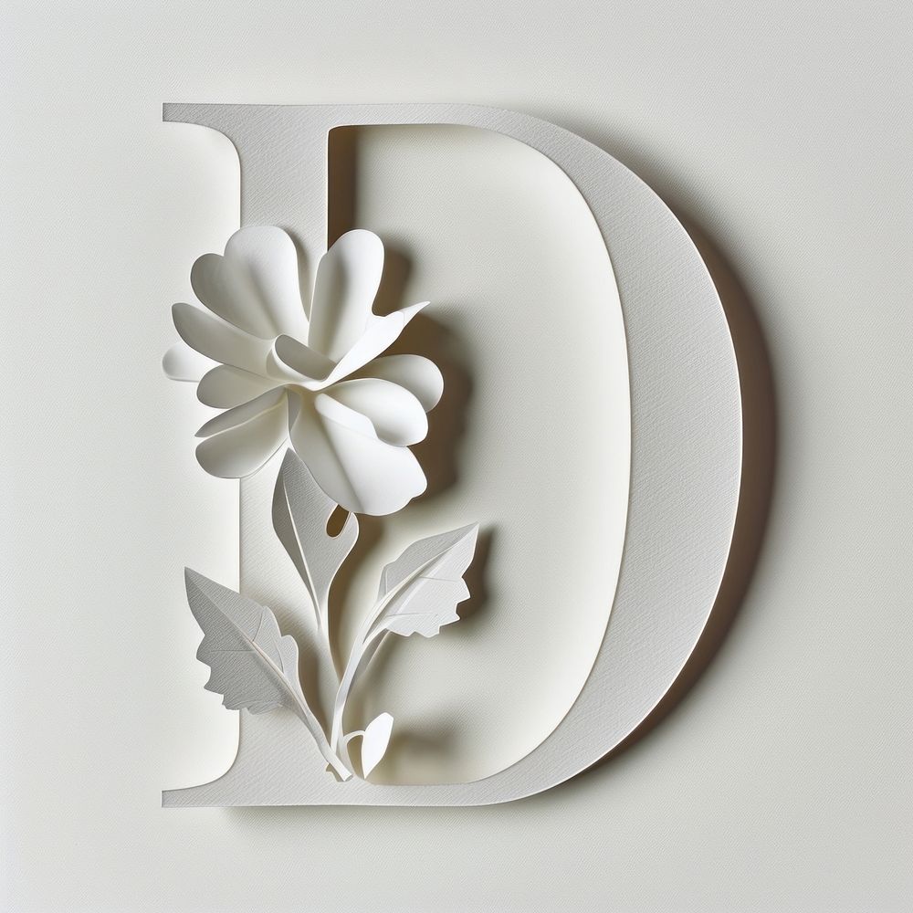 Letter D font flower white plant.