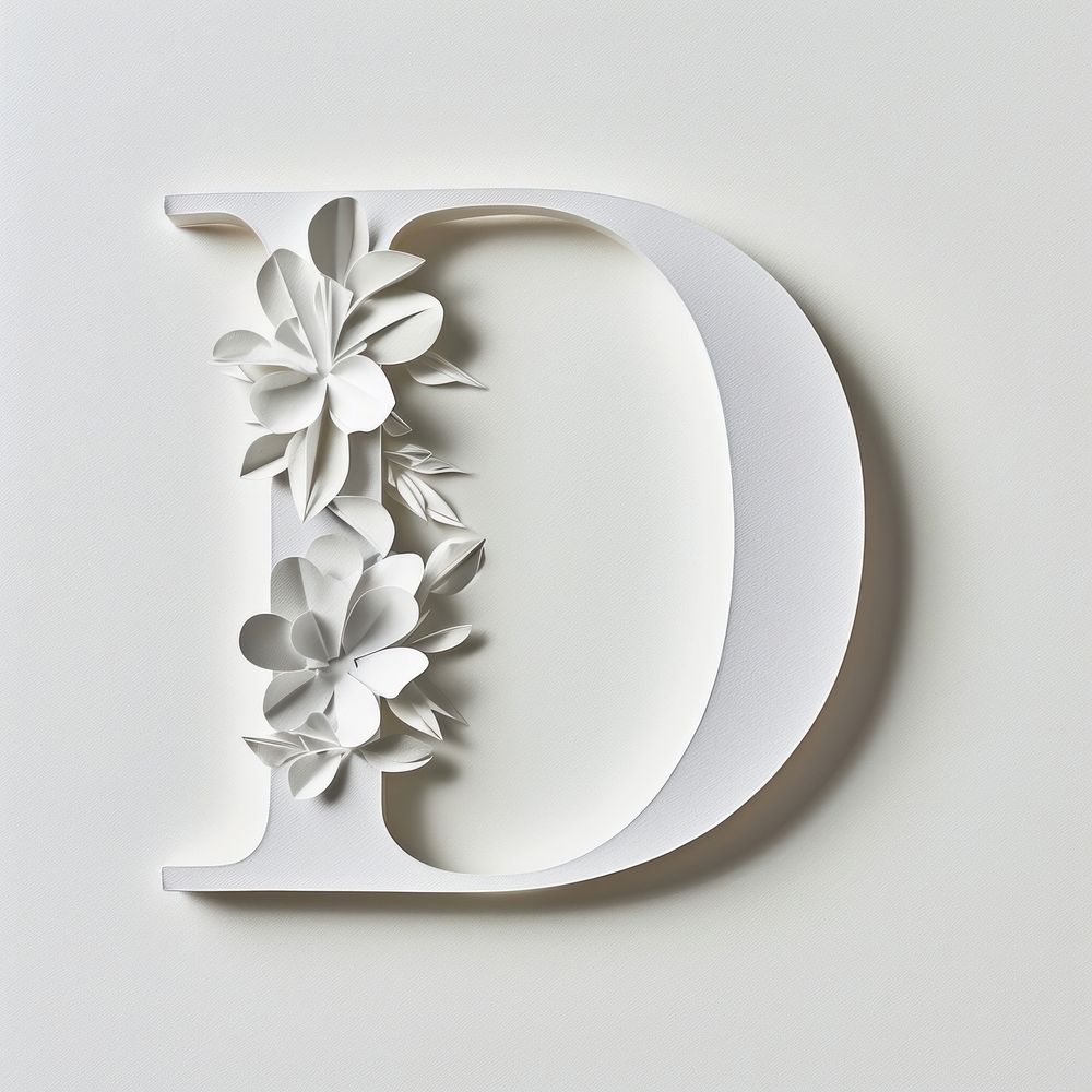 Letter D font flower white plant.