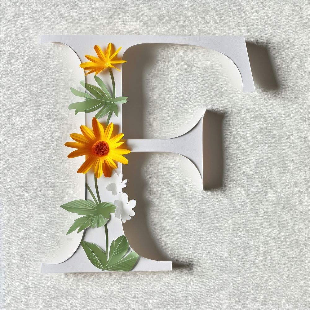 Letter F font flower sunflower plant.