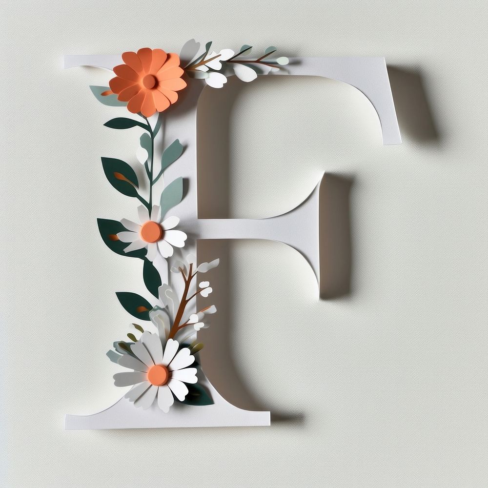 Letter F font flower alphabet plant.