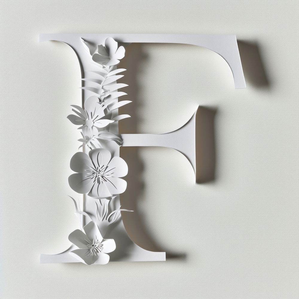 Letter F font flower white creativity.