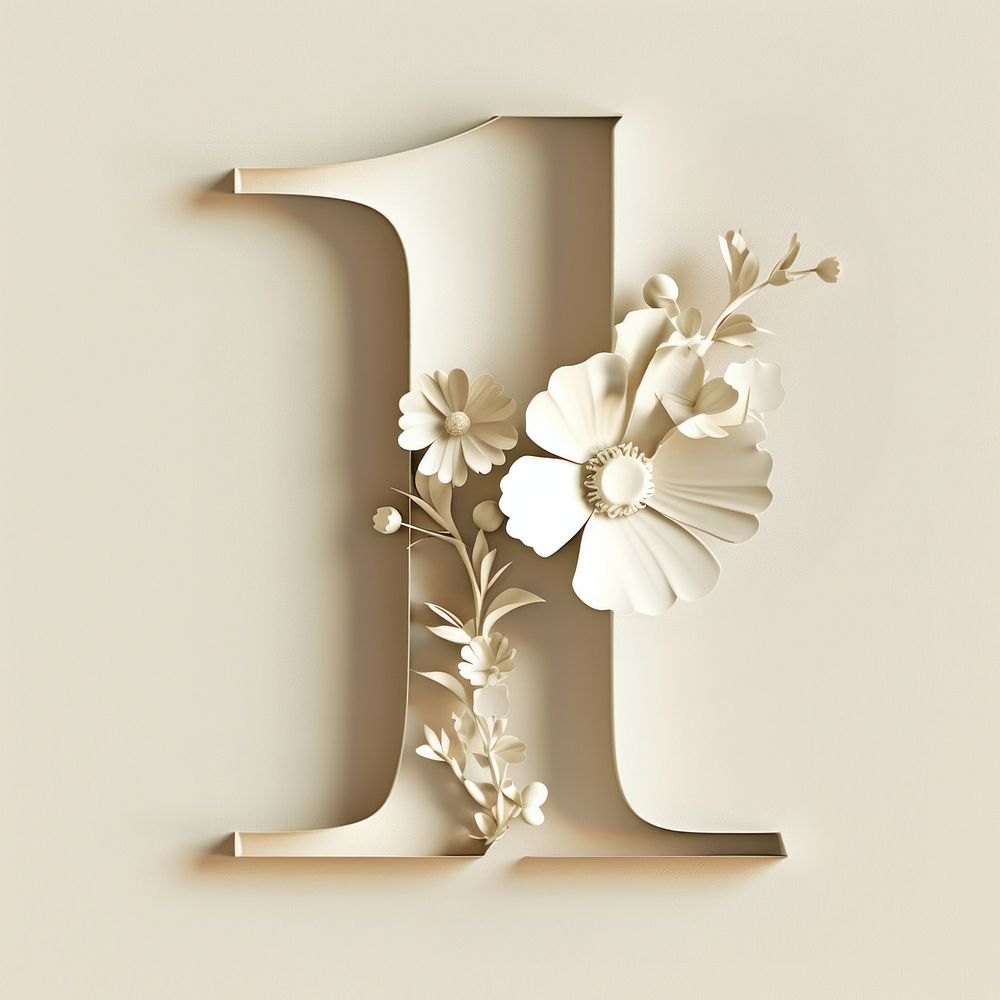 Letter Number 1 font flower number white.