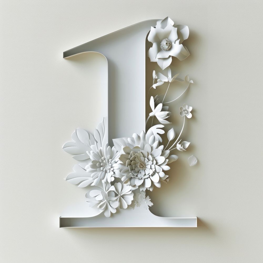 Letter Number 1 font flower plant white.