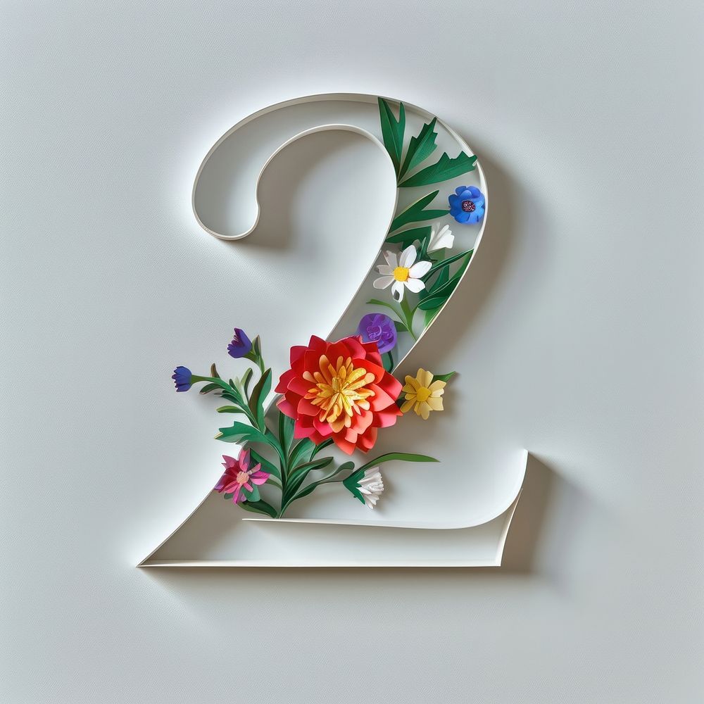 Letter Number 2 flower number font.