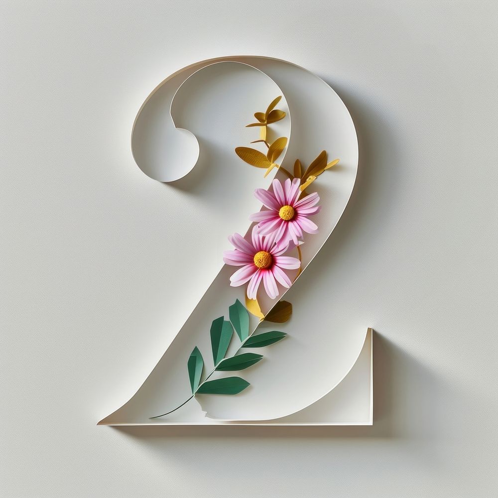Letter Number 2 number flower font.