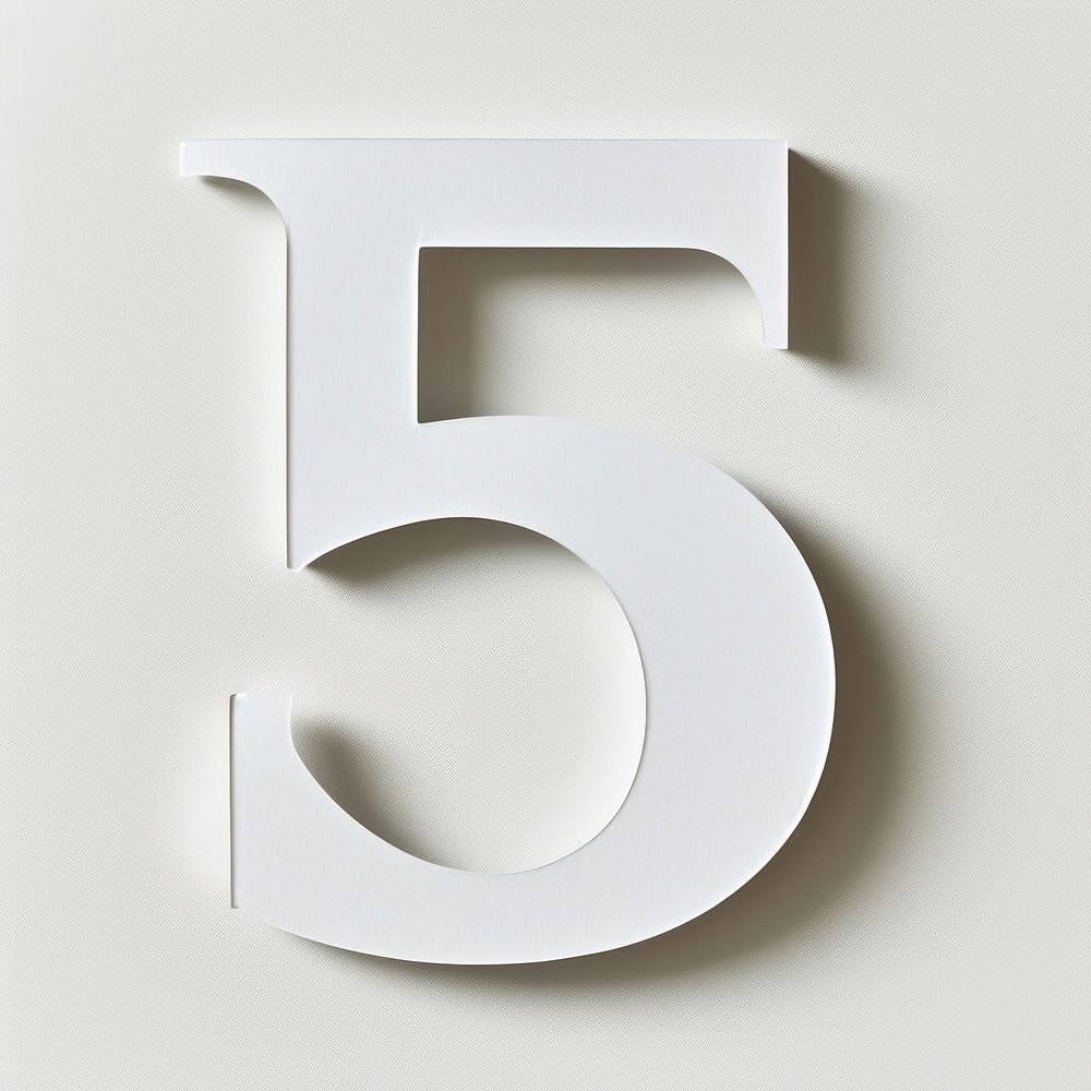 Letter number 5 white font text.