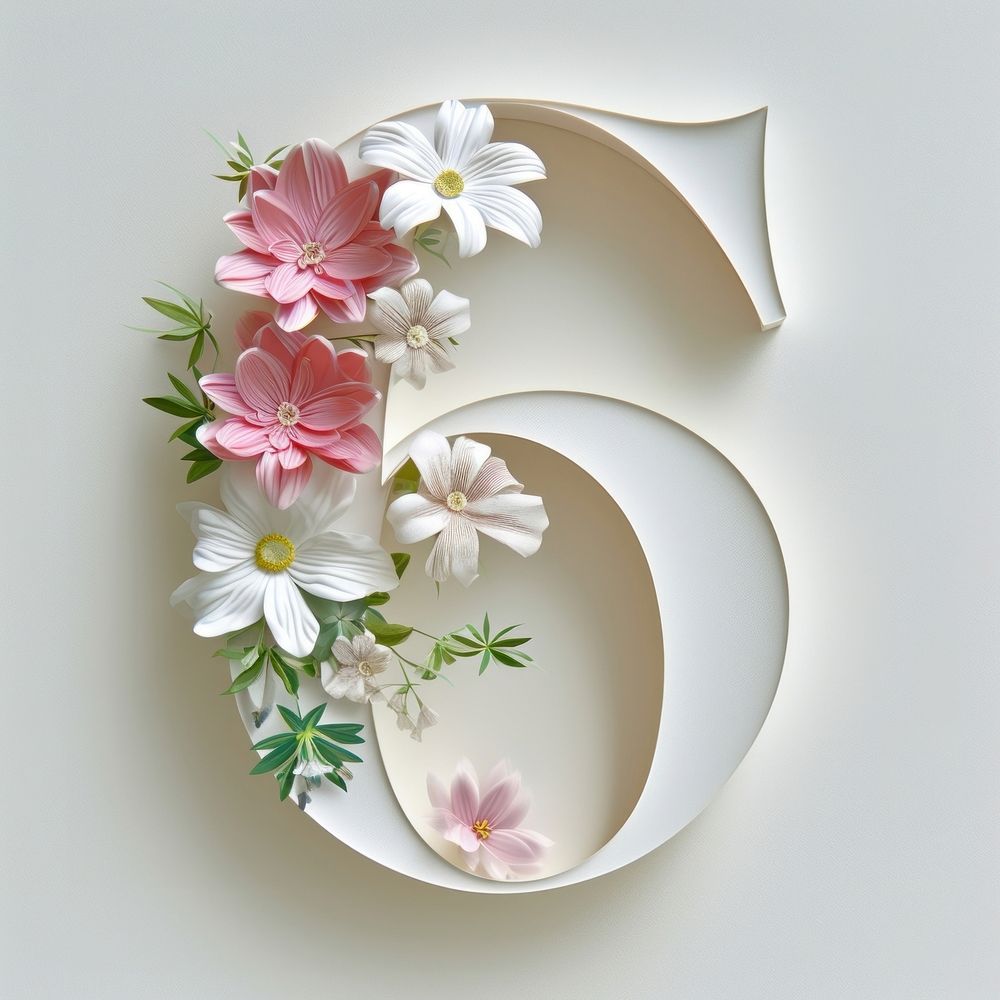 Letter number 6 font flower petal plant.