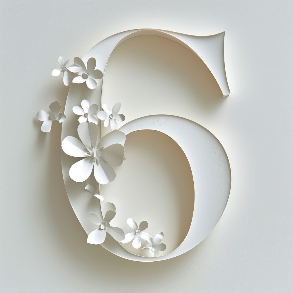 Letter number 6 font white art accessories.