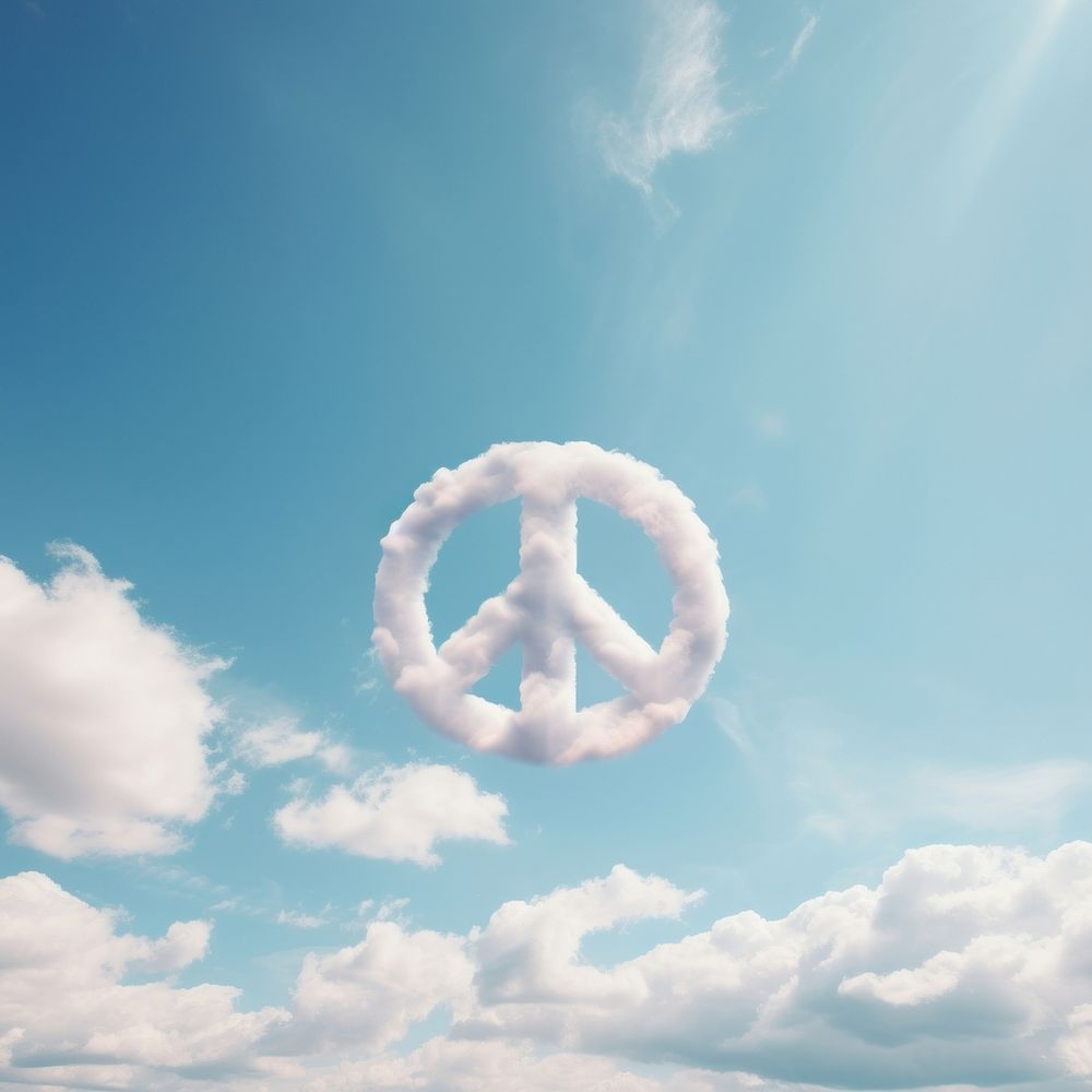 Peace Sign shaped as a clouds in the Peace Sign background outdoors symbol sign.