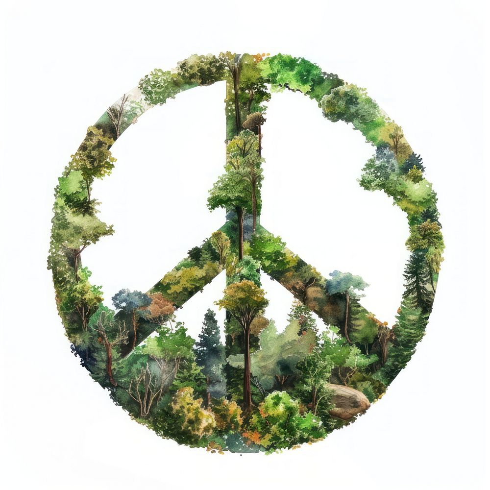 Peace Sign watercolor Forest outdoors nature forest.