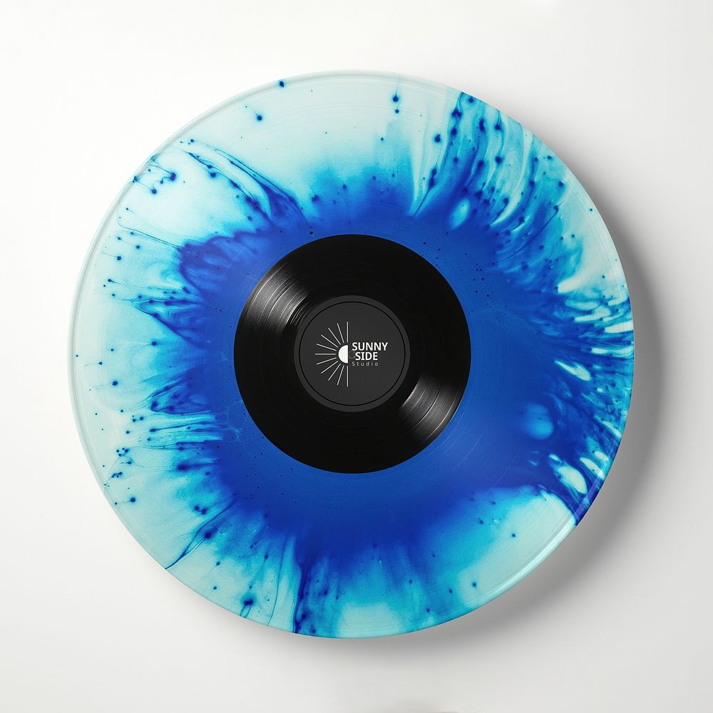Blue vinyl record mockup psd