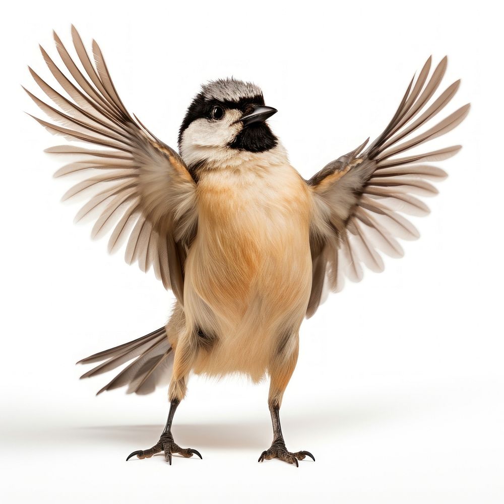 Happy smiling dancing bird sparrow animal beak.