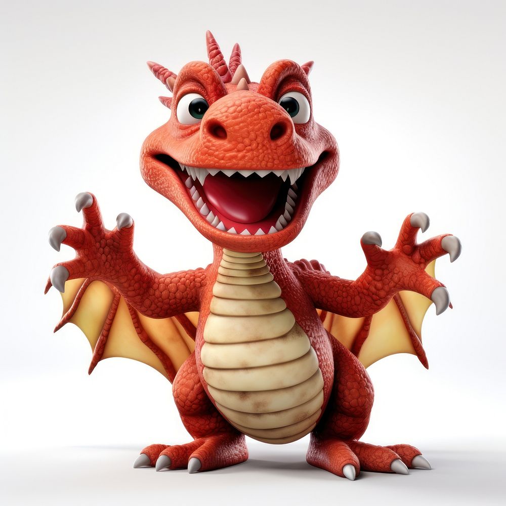 Happy smiling dancing Dragon dragon dinosaur reptile.