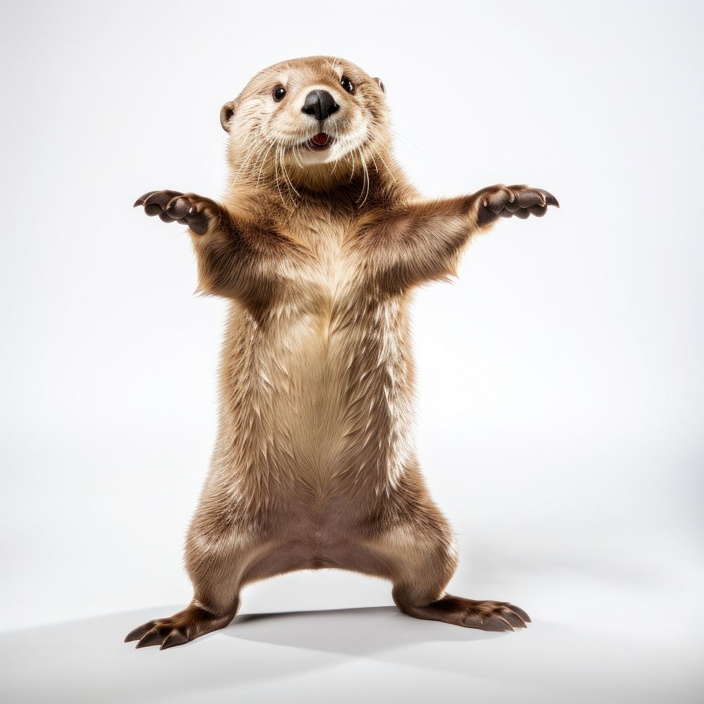 Happy smiling dancing otter wildlife mammal animal.