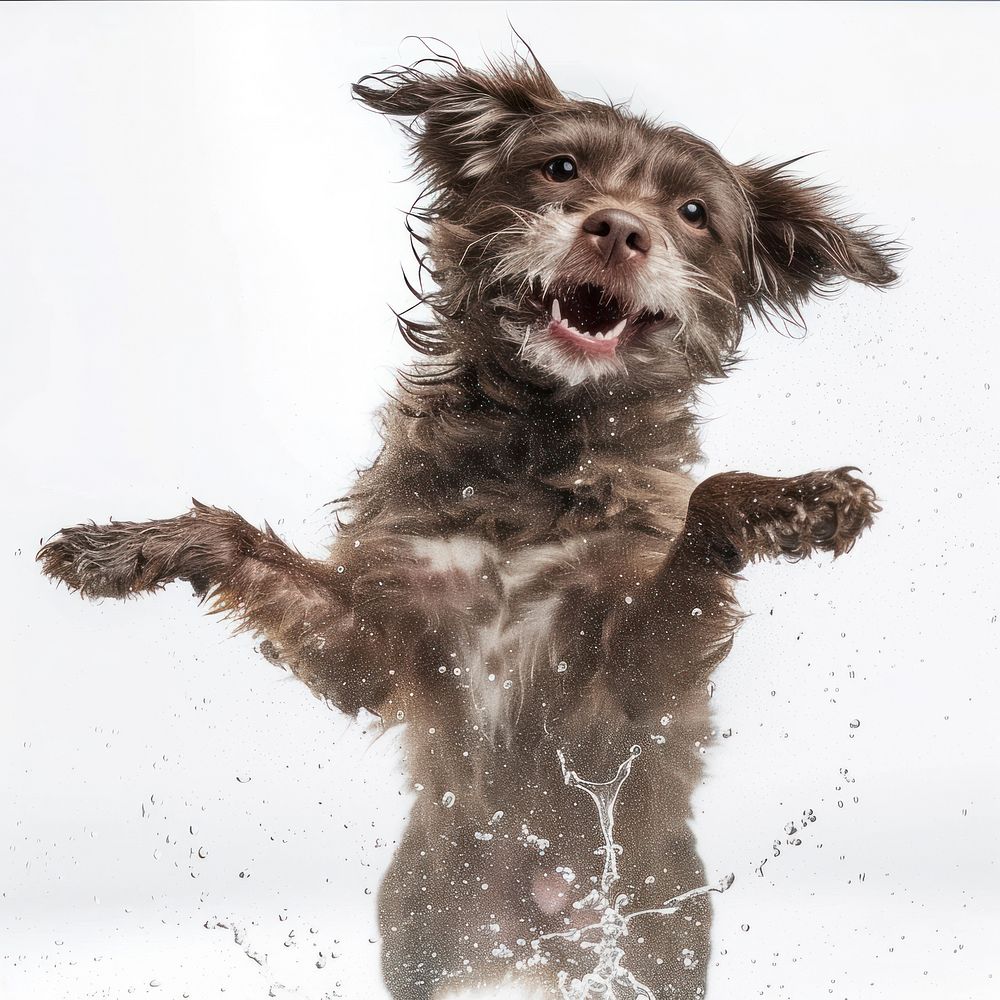 Smiling dancing puddle dog mammal animal pet.
