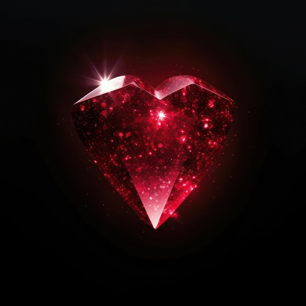 Ruby shape sparkle light star black background illuminated.