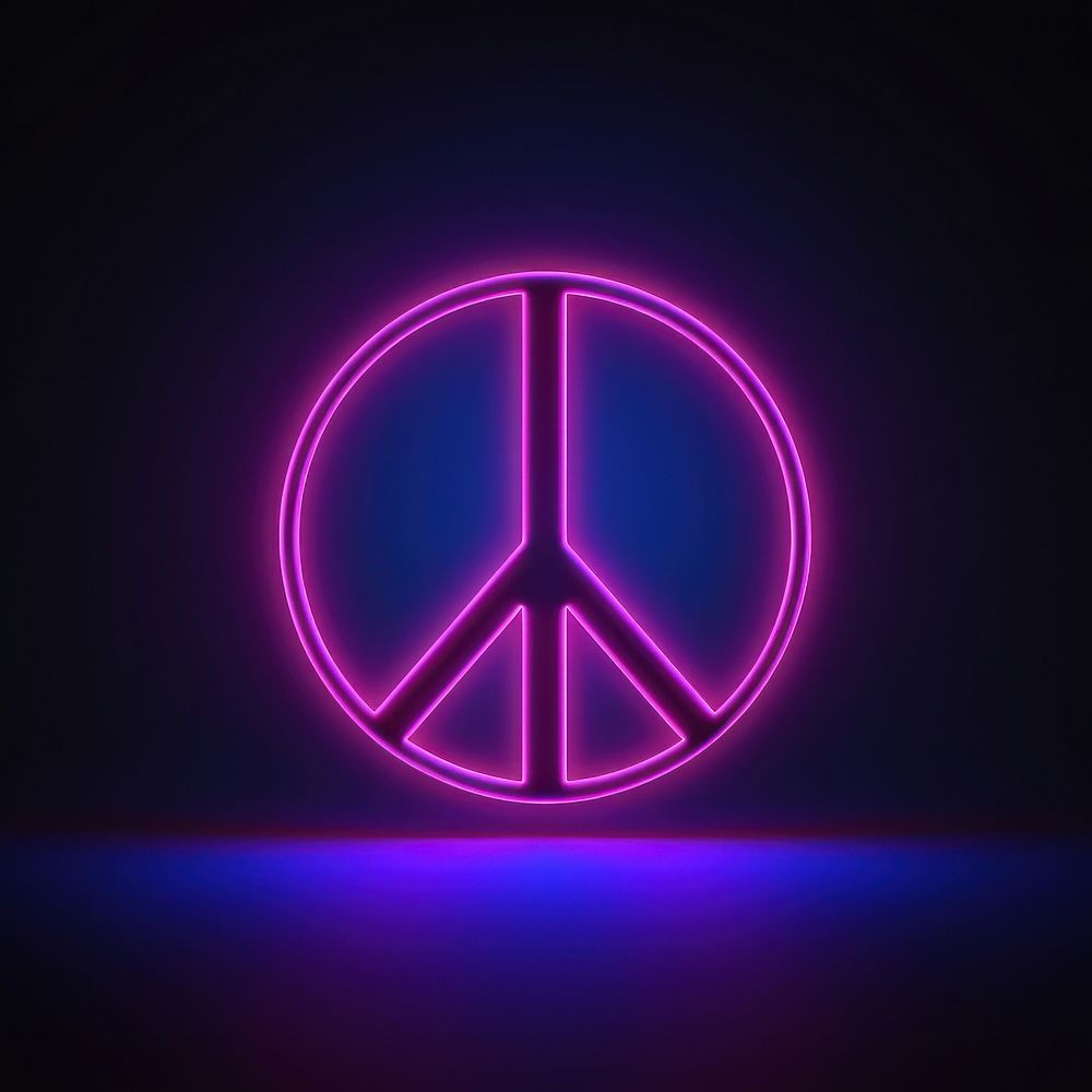 Peace Sign light neon purple.
