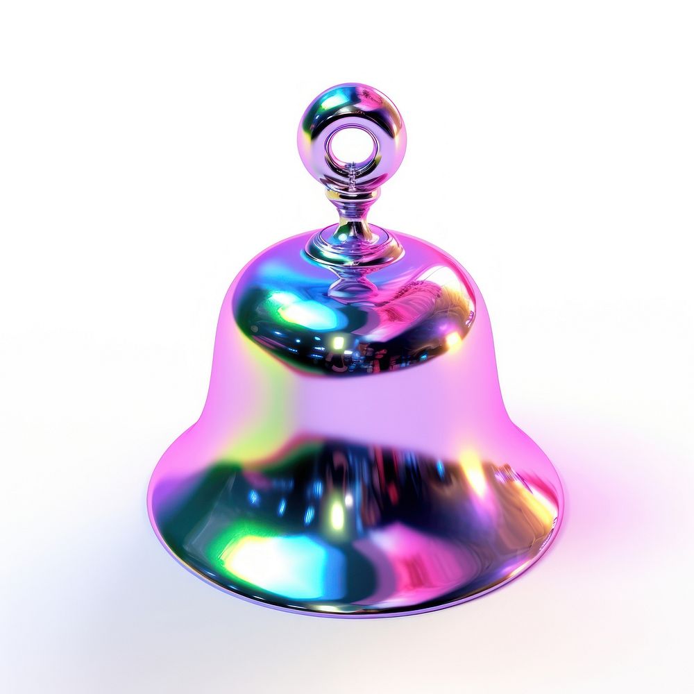3d render of a bell in surreal abstract style metal white background lighting.