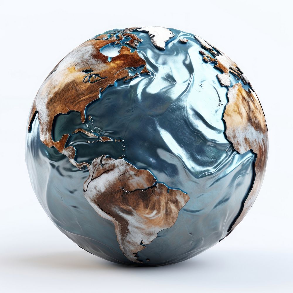 3d render of a earth in surreal abstract style sphere planet globe.