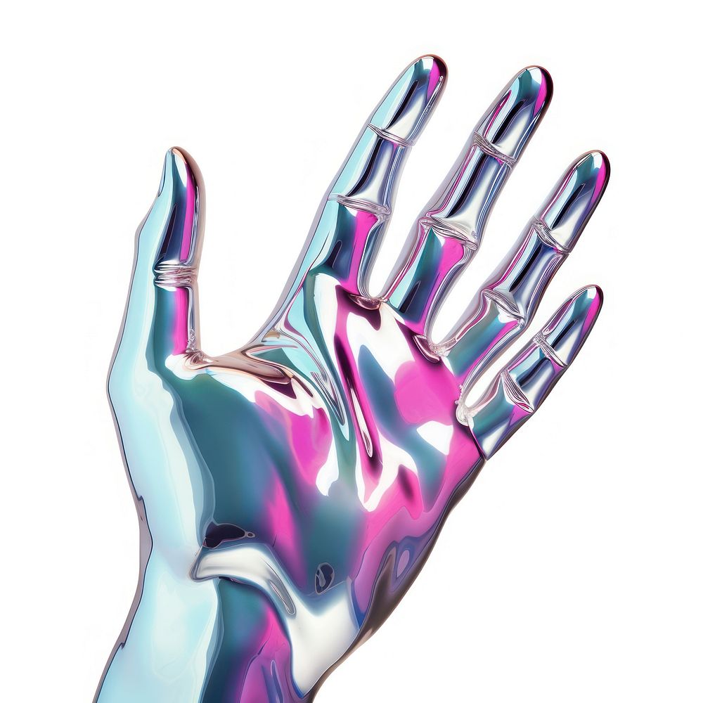 3d render of a hand in surreal abstract style white background electronics clothing.