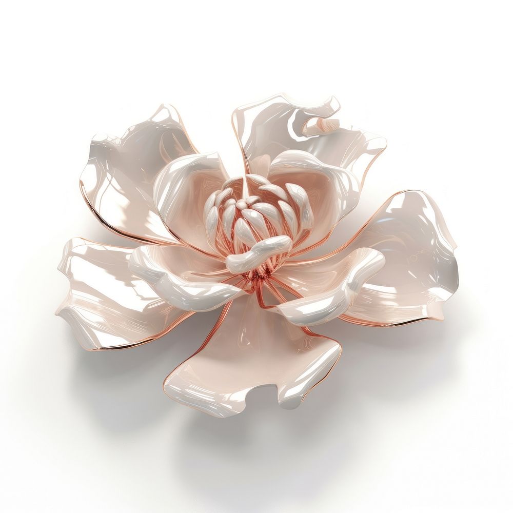 3d render of a peony in surreal abstract style jewelry flower plant.