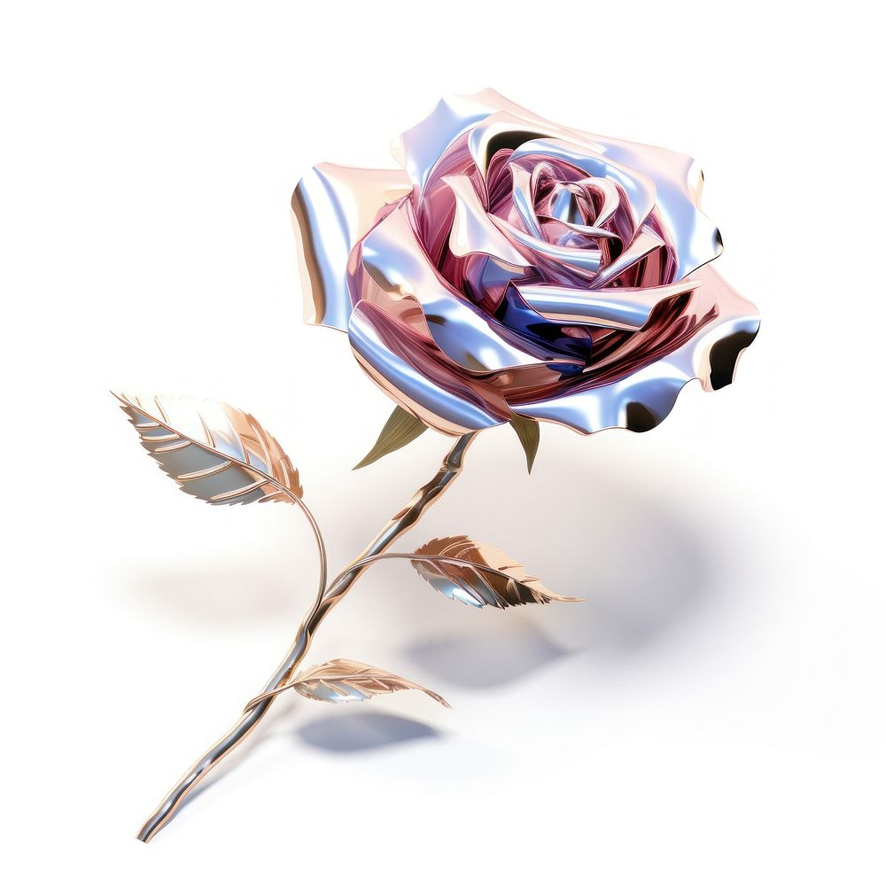 3d render of a rose in surreal abstract style jewelry flower plant.