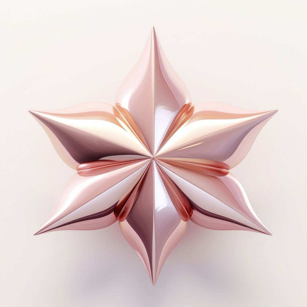 3d render of a star in surreal abstract style origami paper white background.