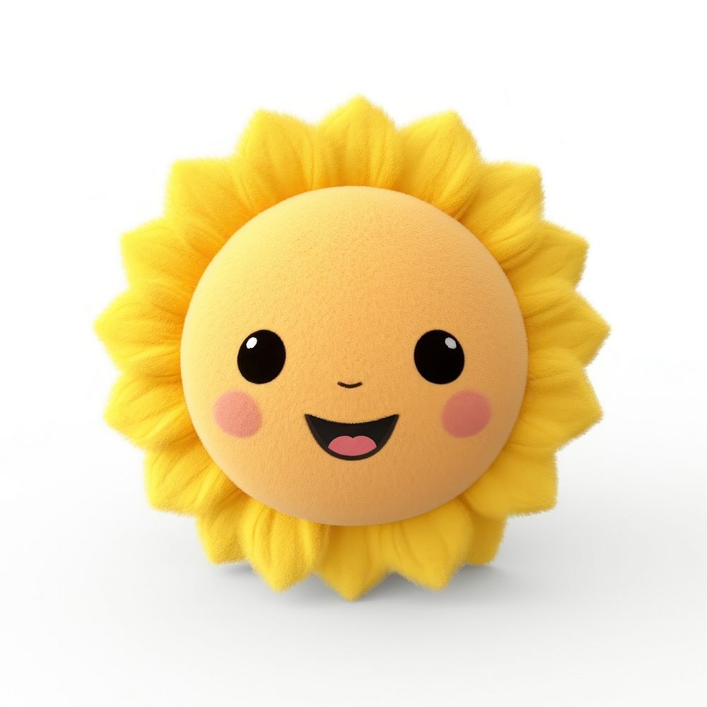 Sunflower cute nature toy white background.