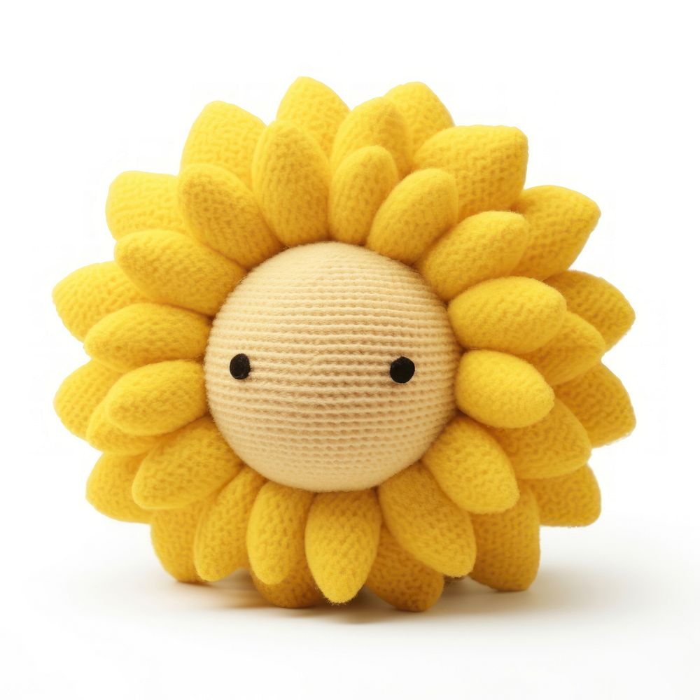 Sunflower cute plush toy white background.