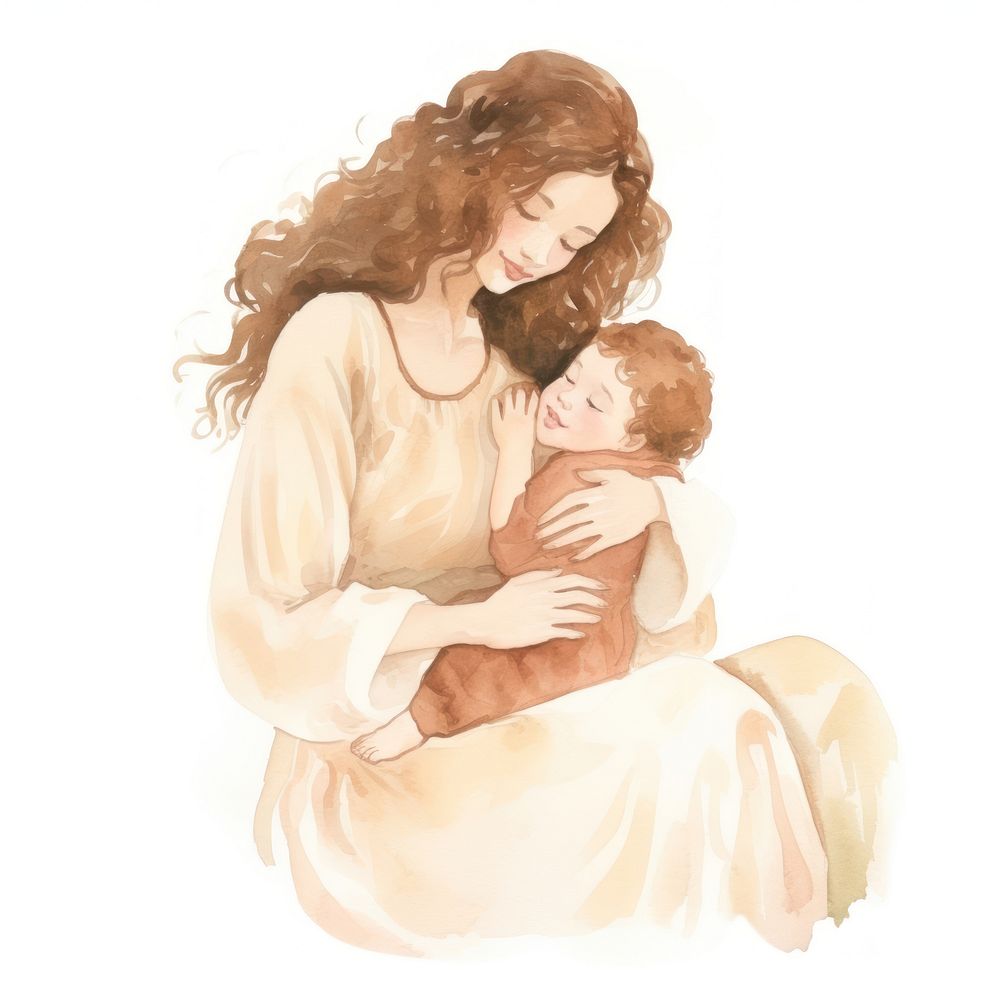 Mother with baby art white background togetherness.